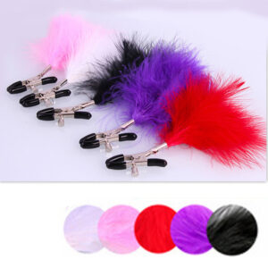 Feather Nipple Clamps Shaking Stimulate Breast Clip Unisex Enjoyments