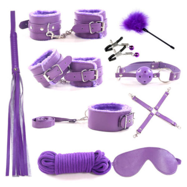Bondage set Restraints toys BDSM Purple Leather