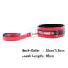 Rhinestone Leather neck collar bondage- red-012