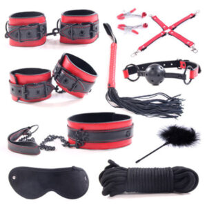 Cytherea Leather Bondage set Restraints toys SM 10 Set Black&Red