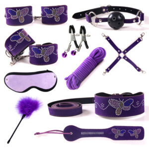 Cytherea Leather Bondage set Restraints toys SM 10 Set Butterfly Purple