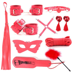 Cytherea Leather Bondage set Restraints toys SM 10 Set Red Beauty