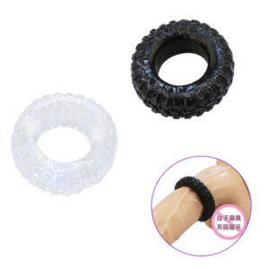 Cytherea Soft Penis Silicone Cock Ring Black and White 2 Pieces