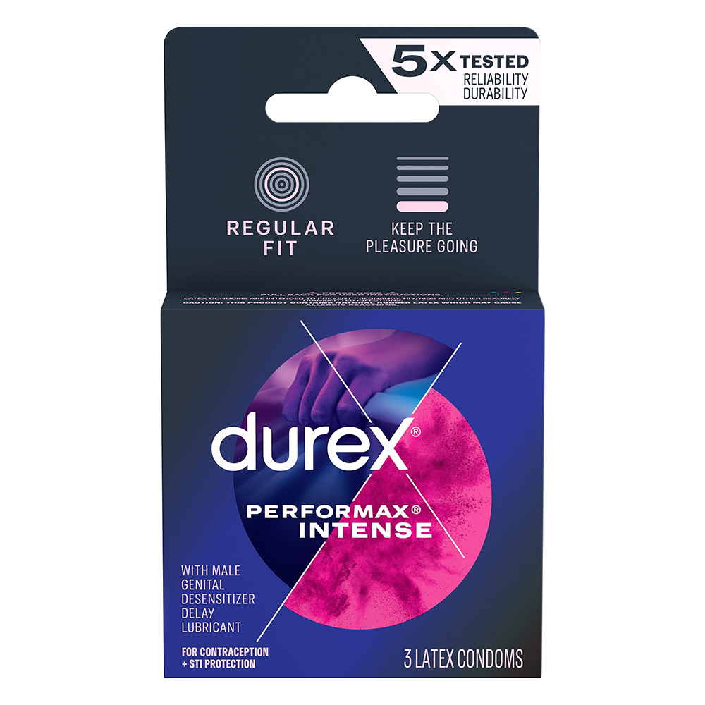 Durex Performax Intense Lubricated Ribbed Dotted Premium Condoms(3 Pack)